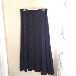 Vintage Navy Floral Maxi Skirt